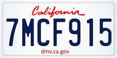 CA license plate 7MCF915