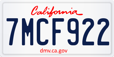 CA license plate 7MCF922