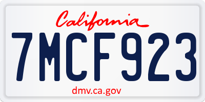 CA license plate 7MCF923