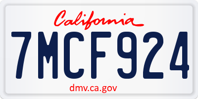 CA license plate 7MCF924