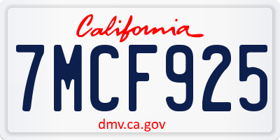 CA license plate 7MCF925