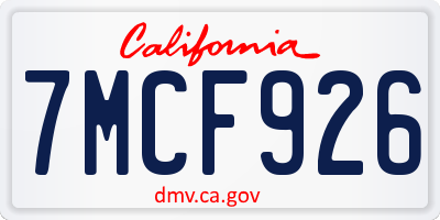 CA license plate 7MCF926