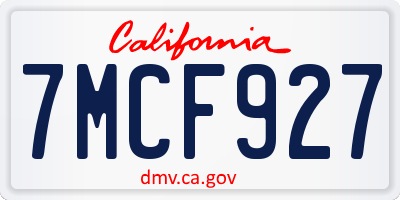 CA license plate 7MCF927