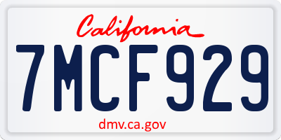 CA license plate 7MCF929