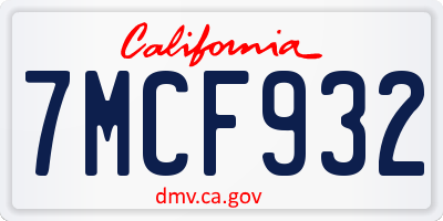 CA license plate 7MCF932