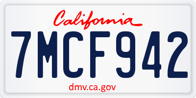 CA license plate 7MCF942