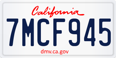 CA license plate 7MCF945