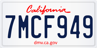 CA license plate 7MCF949
