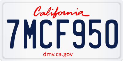 CA license plate 7MCF950