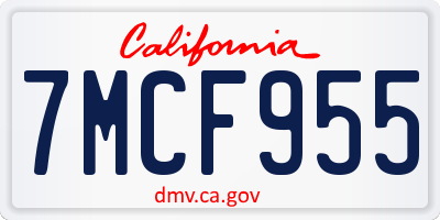 CA license plate 7MCF955