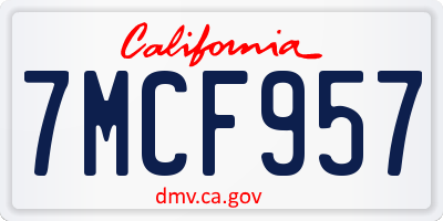 CA license plate 7MCF957