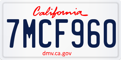 CA license plate 7MCF960