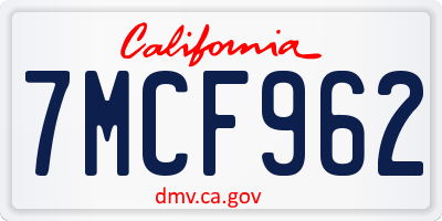 CA license plate 7MCF962