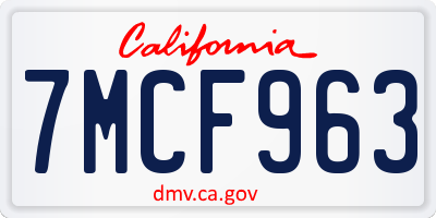CA license plate 7MCF963