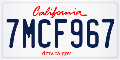CA license plate 7MCF967