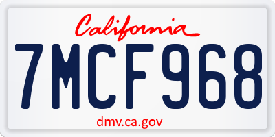 CA license plate 7MCF968