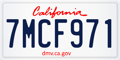 CA license plate 7MCF971