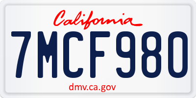CA license plate 7MCF980