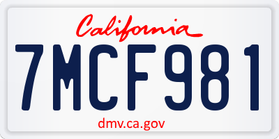 CA license plate 7MCF981