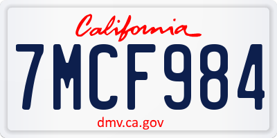 CA license plate 7MCF984