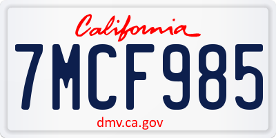 CA license plate 7MCF985