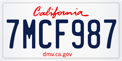 CA license plate 7MCF987