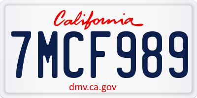 CA license plate 7MCF989