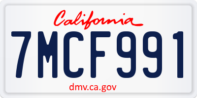 CA license plate 7MCF991