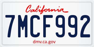 CA license plate 7MCF992