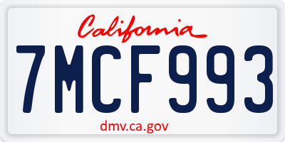 CA license plate 7MCF993