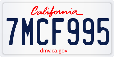 CA license plate 7MCF995