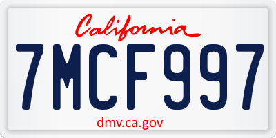 CA license plate 7MCF997