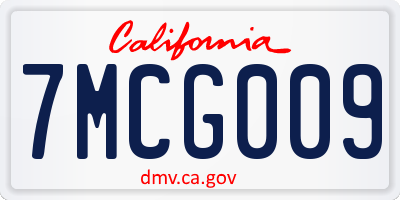 CA license plate 7MCG009