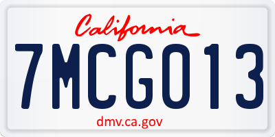 CA license plate 7MCG013