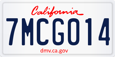 CA license plate 7MCG014