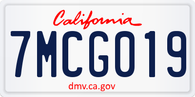 CA license plate 7MCG019