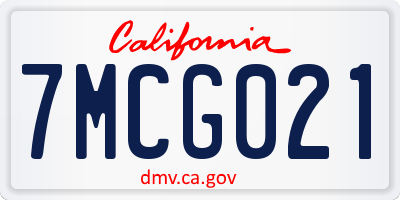 CA license plate 7MCG021