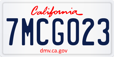 CA license plate 7MCG023
