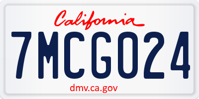 CA license plate 7MCG024