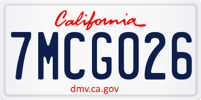 CA license plate 7MCG026