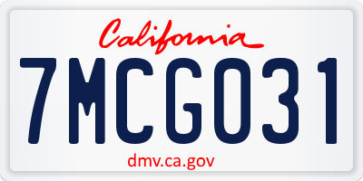 CA license plate 7MCG031