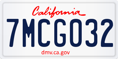 CA license plate 7MCG032