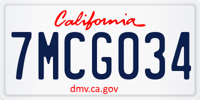 CA license plate 7MCG034