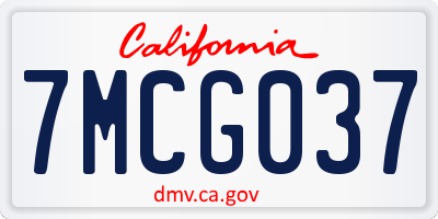CA license plate 7MCG037
