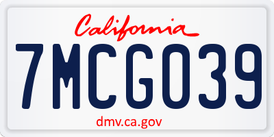 CA license plate 7MCG039