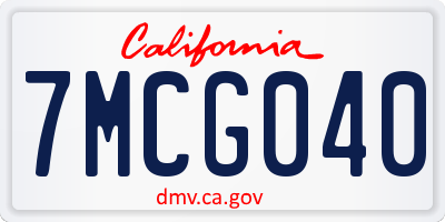 CA license plate 7MCG040