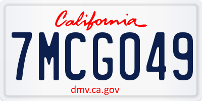 CA license plate 7MCG049