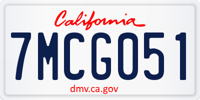 CA license plate 7MCG051