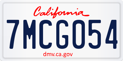 CA license plate 7MCG054