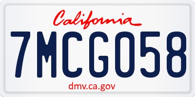 CA license plate 7MCG058